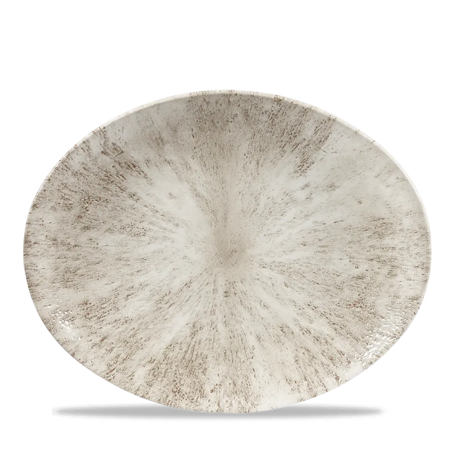 Churchill Stone Agate Grey ovaal coupebord 32 cm – randloos porseleinen bord voor cafés en bars