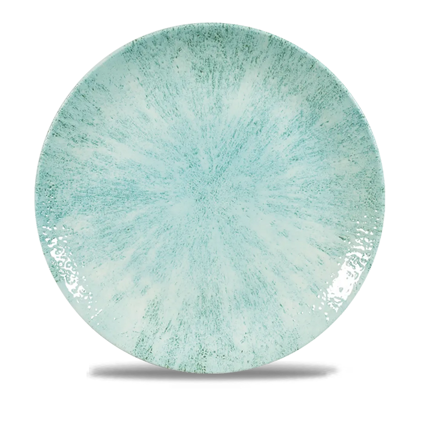 Churchill Stone Aquamarine Evolve coupebord Ø 26 cm – randloos porseleinen bord voor fine dining