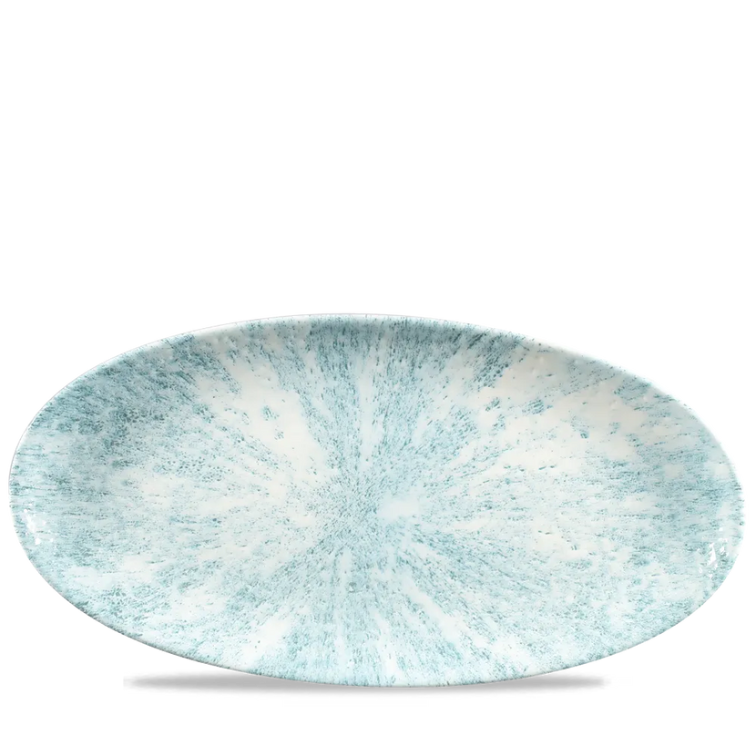 Churchill Stone Aquamarine ovaal chef's bord 34,7 x 17,3 cm – groot porseleinen presenteerbord voor fine dining