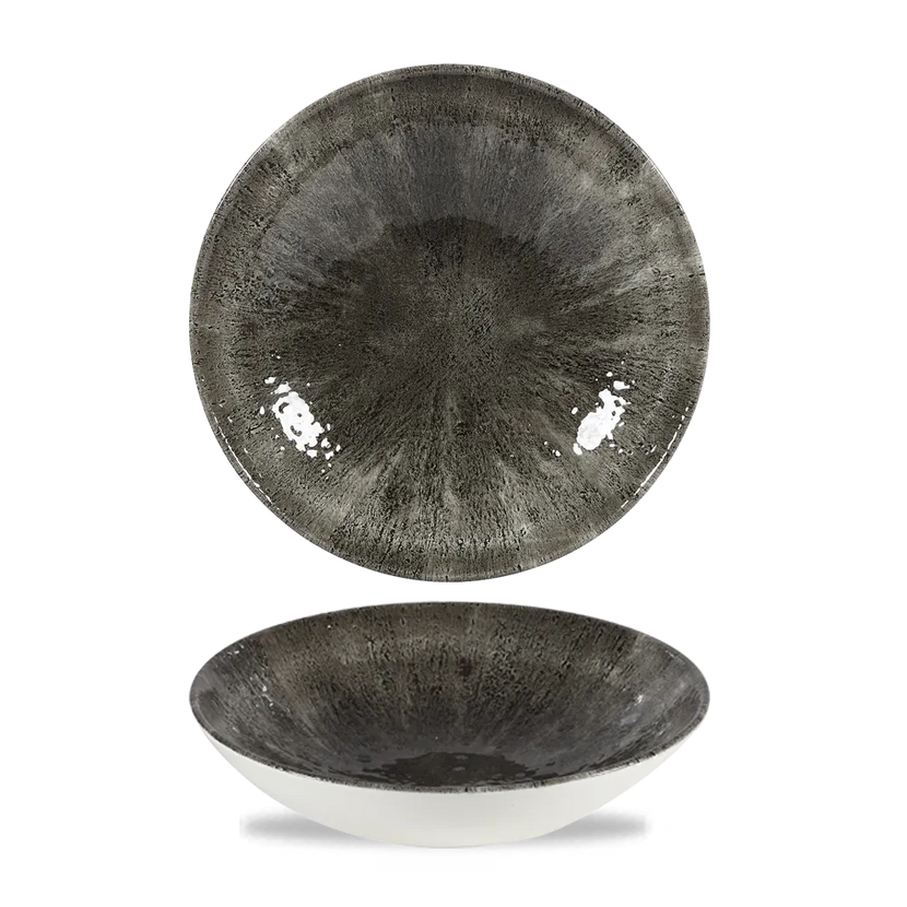 Churchill Stone Quartz Black Evolve coupekom Ø 18 cm – randloze porseleinen kom voor de horeca