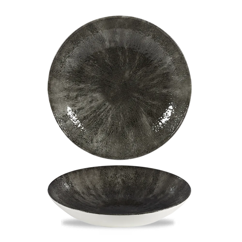 Churchill Stone Quartz Black Evolve coupekom Ø 25 cm – randloze porseleinen kom voor hotels en restaurants