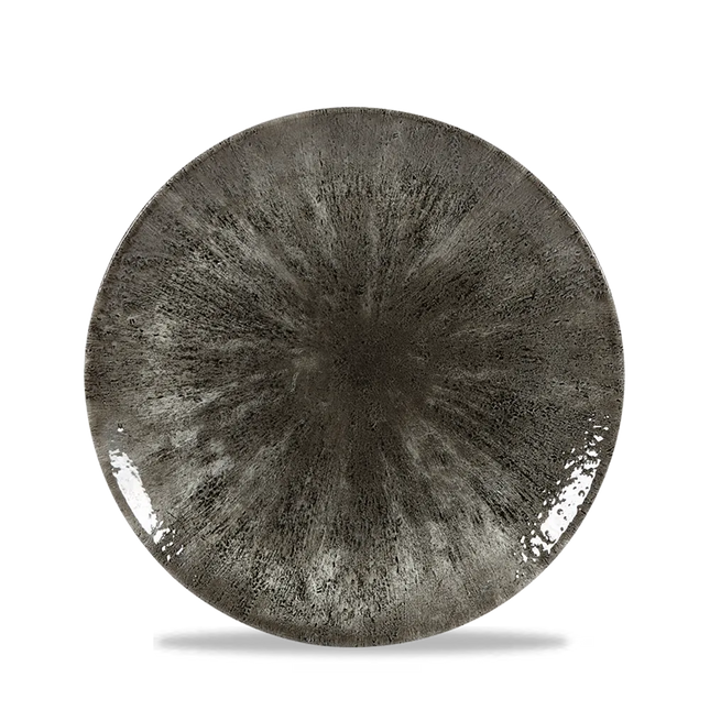 Churchill Stone Quartz Black Evolve coupebord Ø 22 cm – randloos porseleinen bord voor fine dining