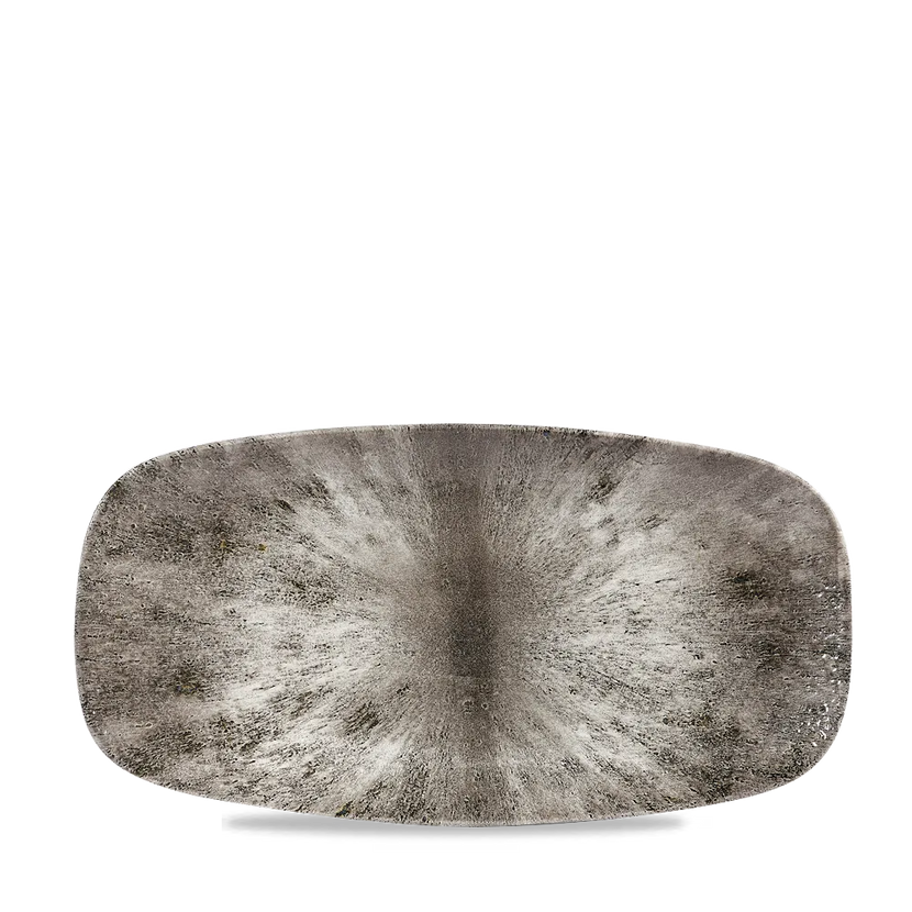 Churchill Stone Quartz Black ovaal chef's bord 35,5 x 18,9 cm – groot porseleinen presenteerbord voor professionele keukens