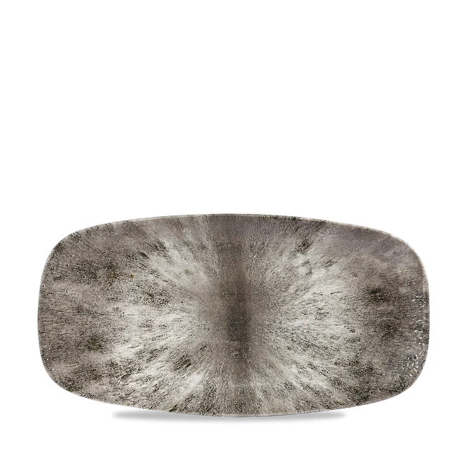 Churchill Stone Quartz Black ovaal chef's bord 35,5 x 18,9 cm – groot porseleinen presenteerbord voor professionele keukens