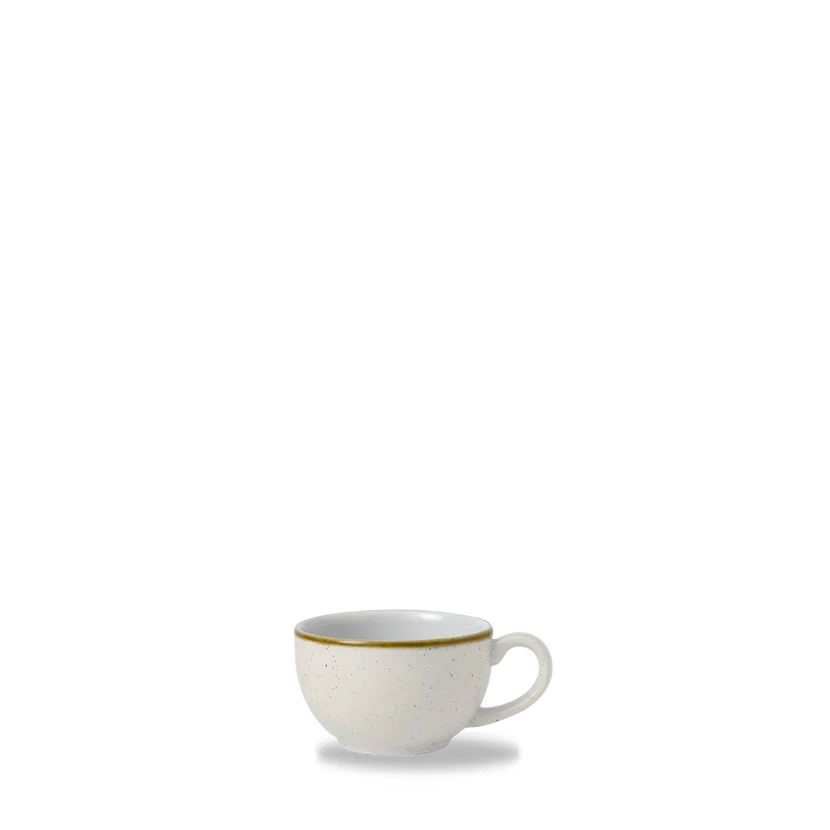 Churchill Stonecast Barley White cappuccinokop 170 ml – gespikkeld porseleinen kop voor professionele keukens