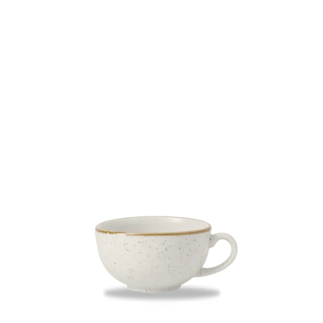 Churchill Stonecast Barley White cappuccinokop 280 ml – gespikkeld porseleinen kop voor de horecasector