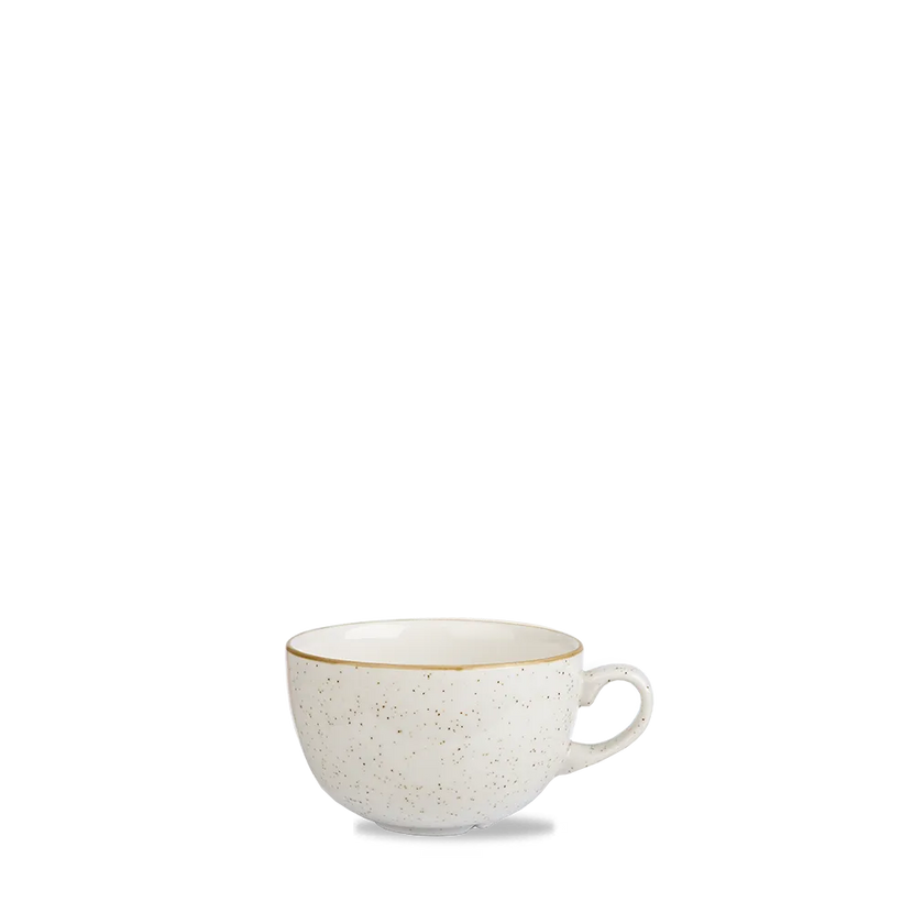 Churchill Stonecast Barley White cappuccinokop 237 ml – gespikkeld porseleinen kop voor restaurants