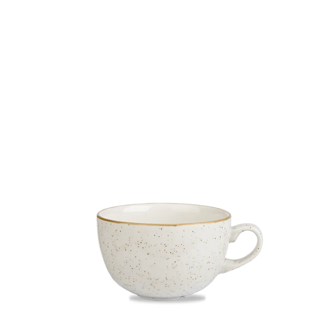 Churchill Stonecast Barley White grote cappuccinokop 473 ml – gespikkeld porseleinen kop voor hotels en restaurants