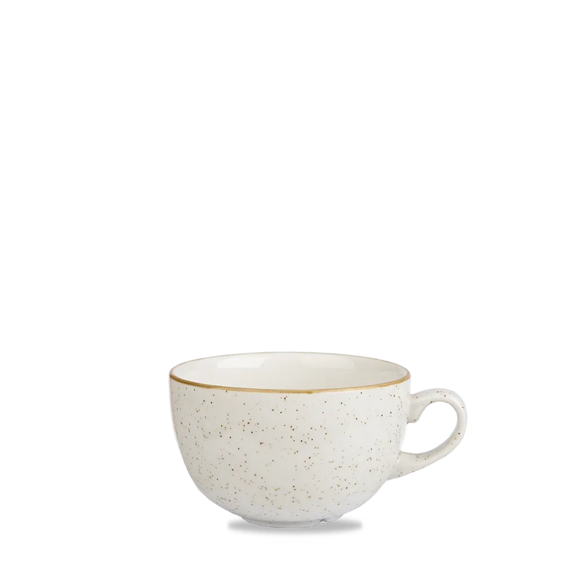 Churchill Stonecast Barley White grote cappuccinokop 518 ml – gespikkeld porseleinen kop voor cafés en bars