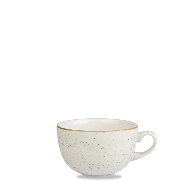Churchill Stonecast Barley White grote cappuccinokop 518 ml – gespikkeld porseleinen kop voor cafés en bars