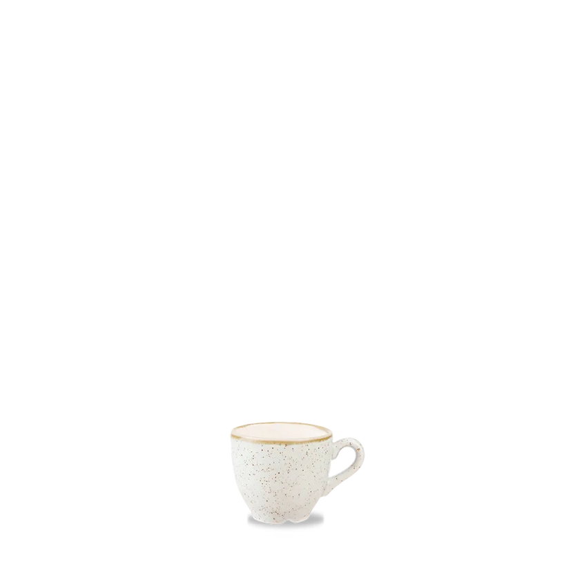 Churchill Stonecast Barley White espressokopje 104 ml – gespikkeld porseleinen kopje voor fine dining