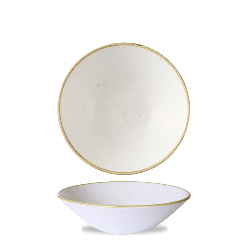 Churchill Stonecast Barley White diepe coupekom Ø 19 cm – gespikkelde porseleinen kom voor horeca