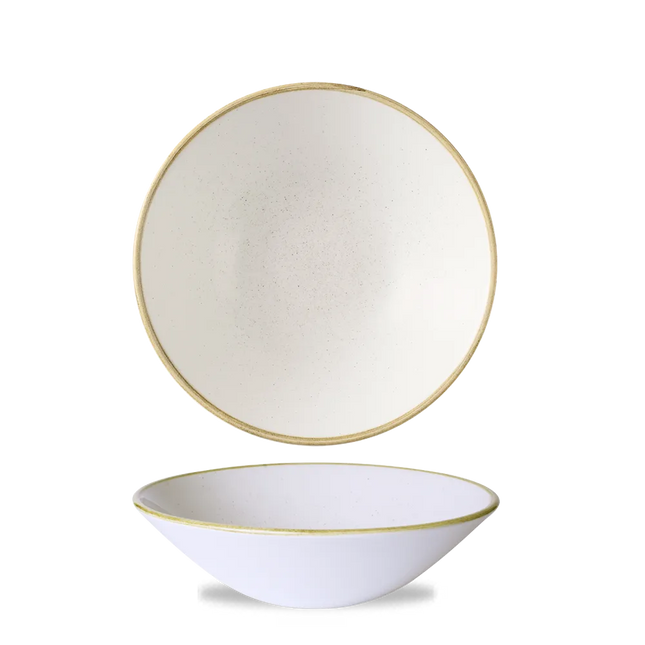 Churchill Barley White diepe coupekom Ø 21,7 cm – gespikkelde porseleinen kom voor restaurants