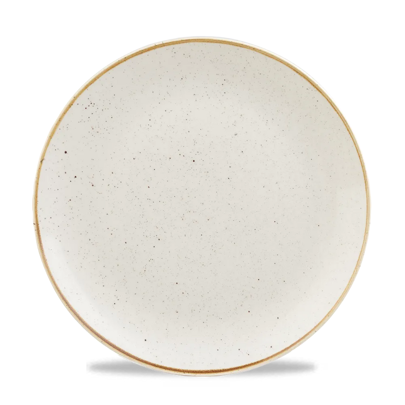 Churchill Stonecast Barley White coupebord Ø 27 cm – gespikkeld porseleinen bord voor restaurants