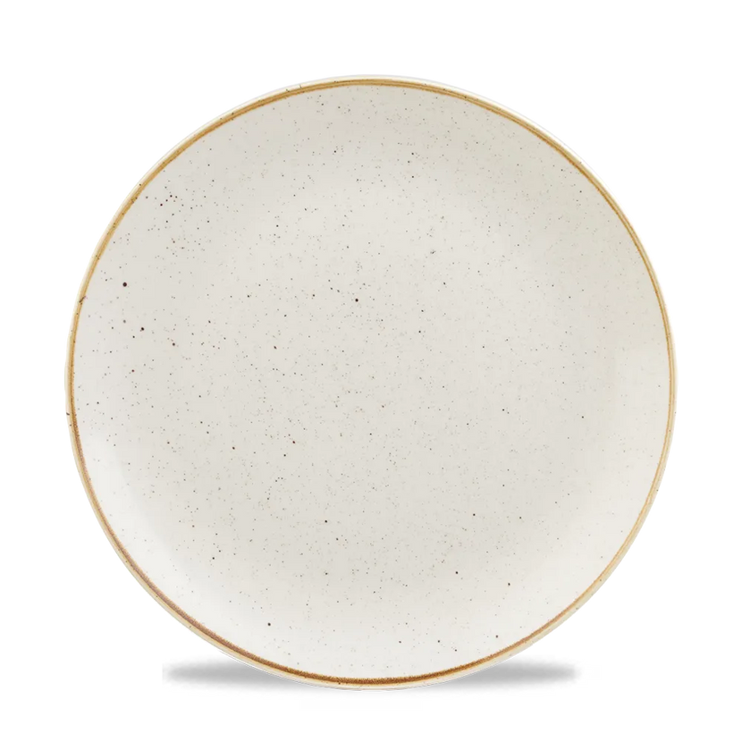 Churchill Stonecast Barley White coupebord Ø 22,9 cm – gespikkeld porseleinen bord voor horeca