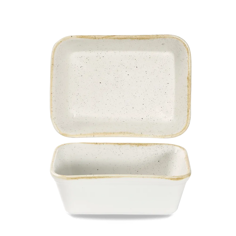 Churchill Stonecast Barley White lasagneschaal 16 x 12 x 5 cm – rechthoekige ovenschaal voor cafés en bars