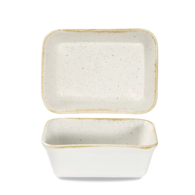 Churchill Stonecast Barley White lasagneschaal 16 x 12 x 5 cm – rechthoekige ovenschaal voor cafés en bars