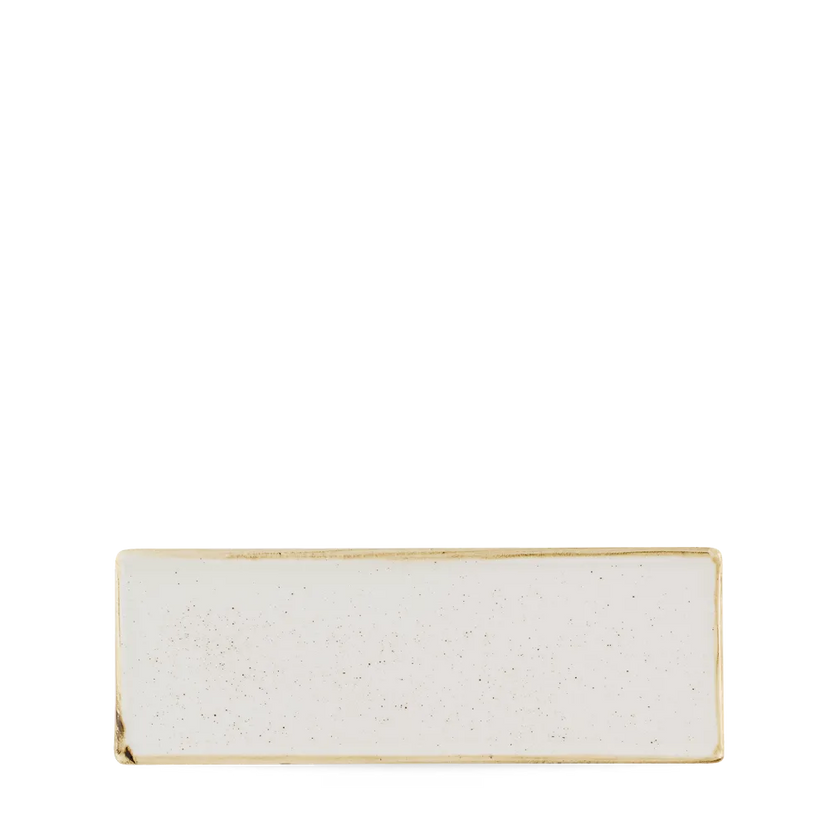 Churchill Stonecast Barley White ovaal bord 25x9 cm – gespikkeld wit bord voor fine dining