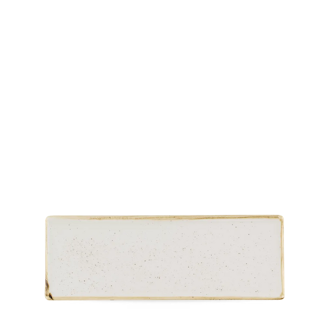 Churchill Stonecast Barley White ovaal bord 25x9 cm – gespikkeld wit bord voor fine dining