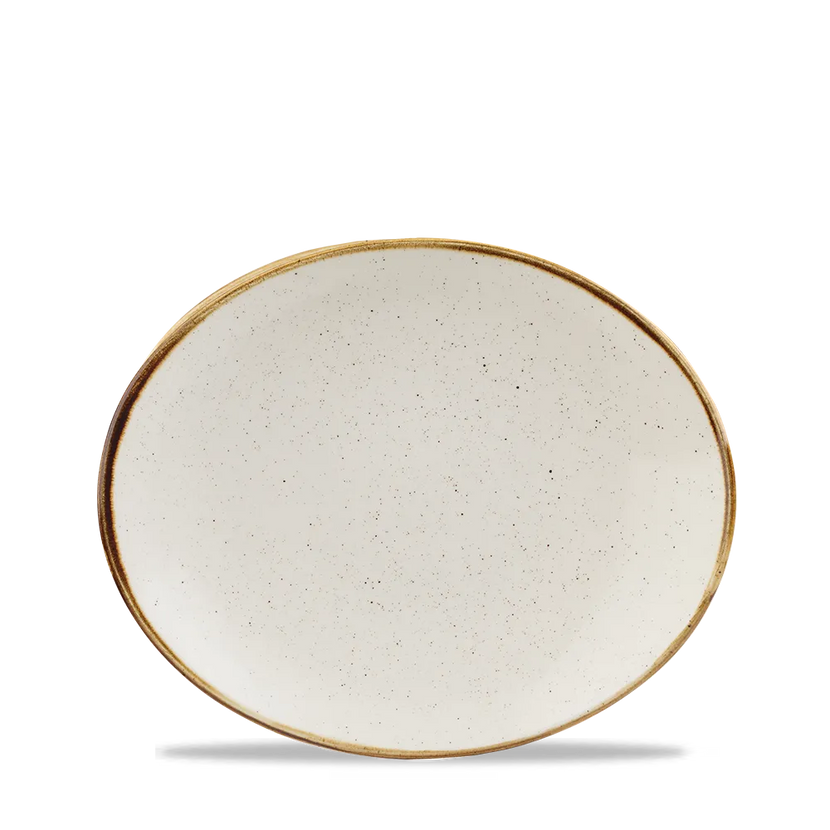Churchill Stonecast Barley White ovaal coupebord 20 cm – randloos porseleinen bord voor cafés en bars