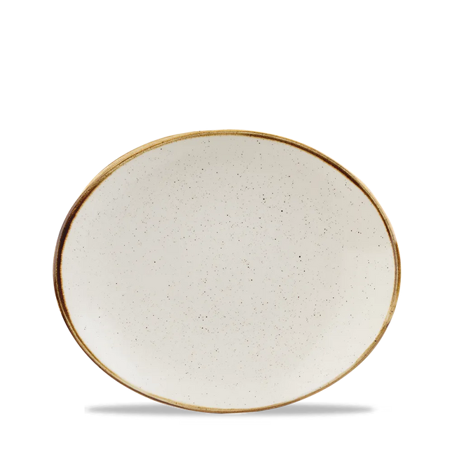 Churchill Stonecast Barley White ovaal coupebord 20 cm – randloos porseleinen bord voor cafés en bars