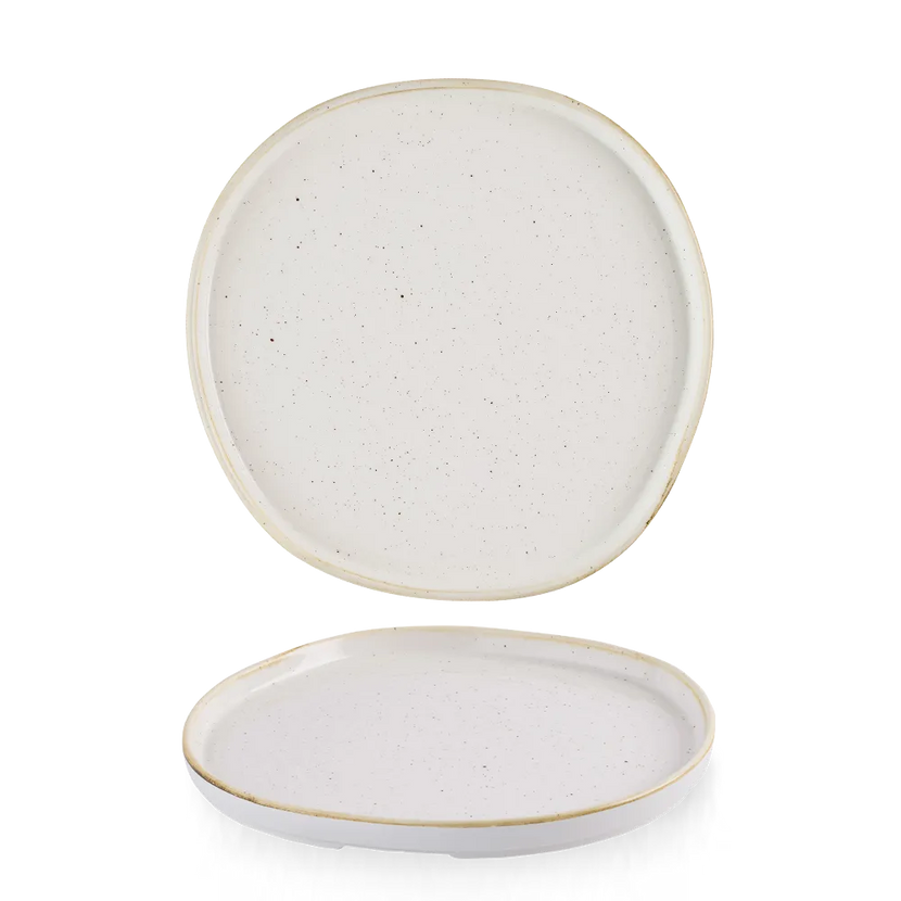 Churchill Stonecast Barley White organisch bord met rand Ø 25,5 cm – groot wit bord voor restaurants
