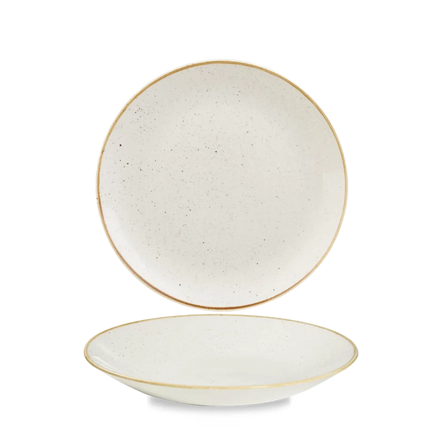 Churchill Stonecast Barley White diep coupebord Ø 22,5 cm – gespikkeld porseleinen bord voor fine dining