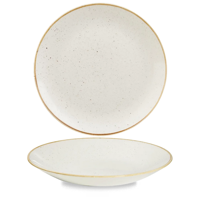 Churchill Stonecast Barley White diep coupebord Ø 28 cm – gespikkeld porseleinen bord voor professionele keukens