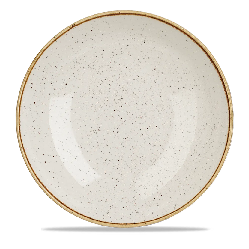 Churchill Stonecast Barley White coupekom groot Ø 30 cm – randloze gespikkelde kom voor salades