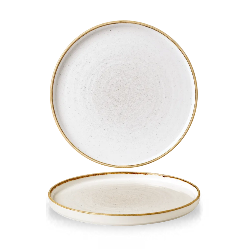 Churchill Stonecast Barley White bord met opstaande rand Ø 26 cm – porseleinen bord voor buffetten en catering