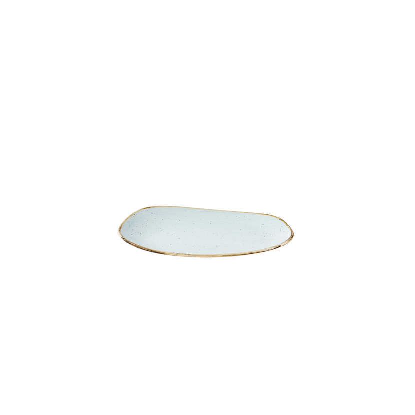 Churchill Stonecast Duck Egg Opal Organic Oblong bord 26 x 15 cm – ovaal porseleinen bord met organische rand, set van 12, perfect voor stijlvolle presentaties.