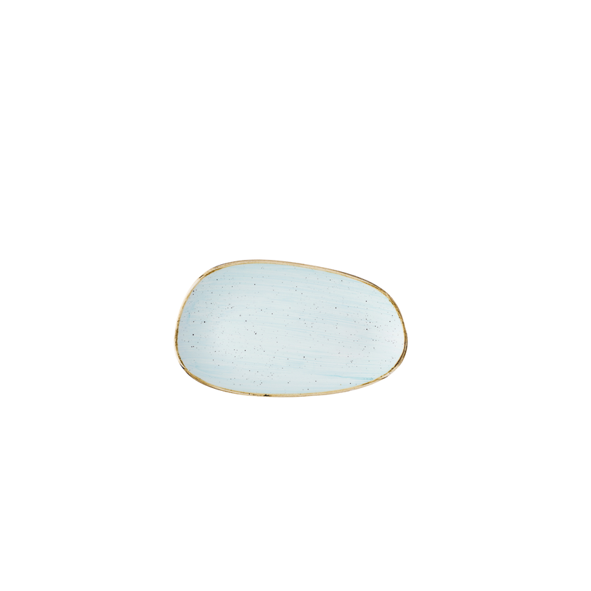 Churchill Stonecast Duck Egg Opal Organic Oblong bord 22 x 13 cm – klein langwerpig porseleinen bord in eendenblauw, set van 12, ideaal voor voorgerechten en tapas.