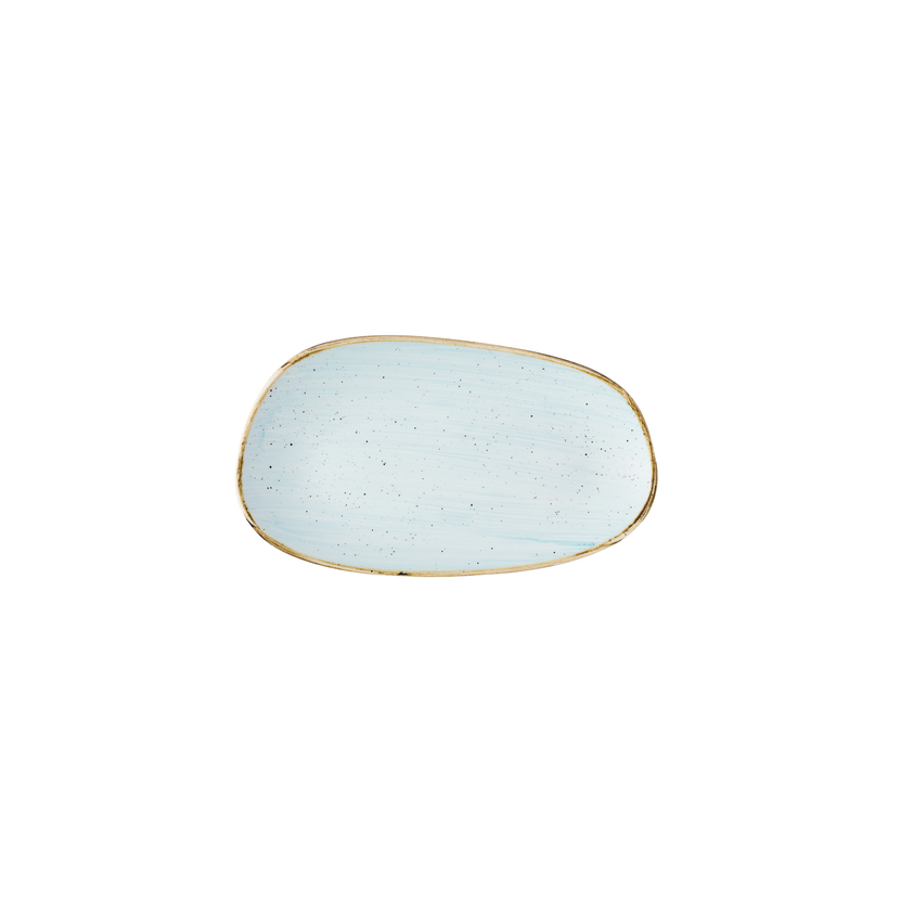 Churchill Stonecast Duck Egg Opal Organic Oblong bord 26 x 15 cm – langwerpig porseleinen bord in eendenblauwe tint, set van 12, ideaal voor hoofd- en bijgerechten.