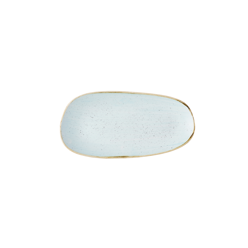 Churchill Stonecast Duck Egg Opal Organic Oblong bord 30 x 15 cm – langwerpig porseleinen bord in eendenblauwe tint, set van 12, ideaal voor hoofdgerechten in de horeca.
