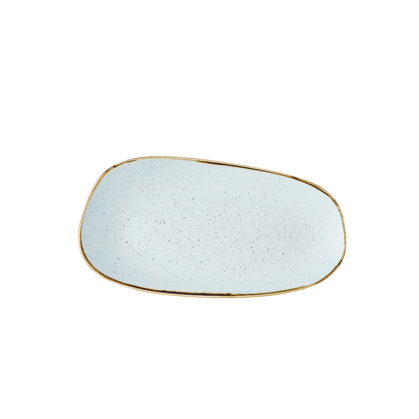 Churchill Stonecast Duck Egg Opal Organic Oblong bord 35 x 18,5 cm – langwerpig porseleinen bord in zacht eendenblauw, set van 6, ideaal voor hoofdgerechten in de horeca.