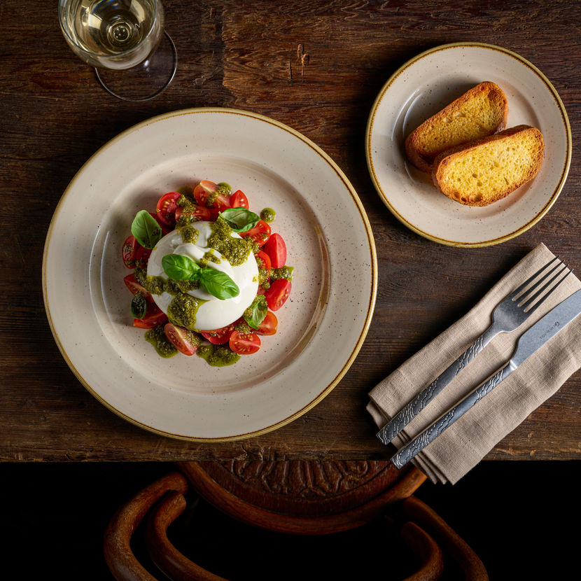 Churchill Stonecast Nutmeg Cream bord met profiel 30,5 cm – nootmuskaatcrème porseleinen bord voor fine dining