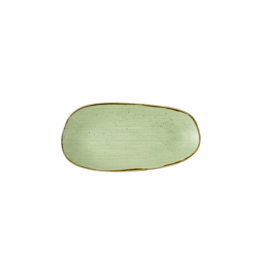Churchill Stonecast Sage Green ovaal bord 30 x 15 cm – saliegroen porseleinen bord voor hoofdgerechten
