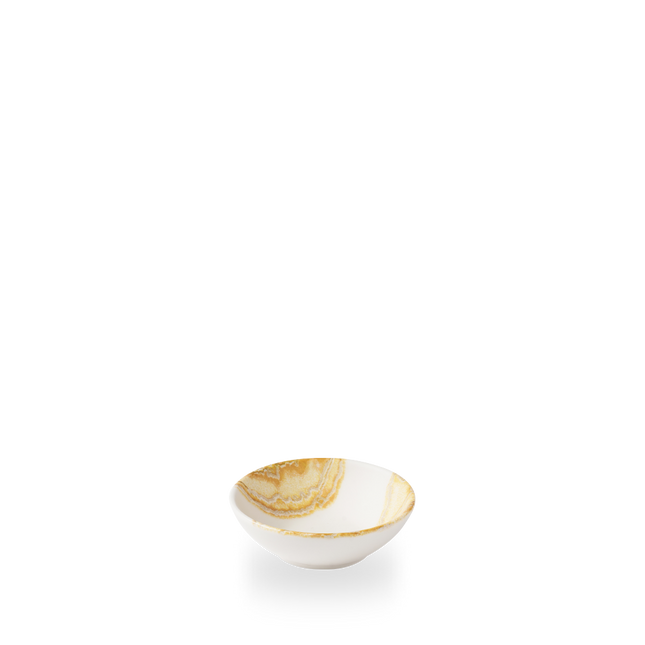 Churchill Tide Gold Contour ondiepe kom 200 ml – goudkleurig porseleinen kom met swirl voor bijgerechten