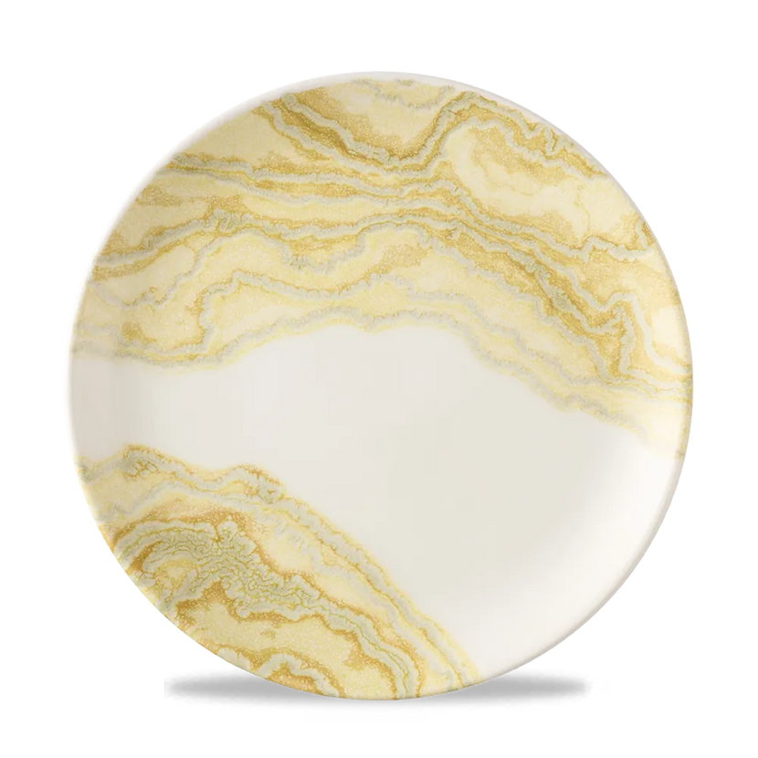 Churchill Tide Gold coupebord Ø 26 cm – porseleinen bord met gouden glazuureffect voor horeca