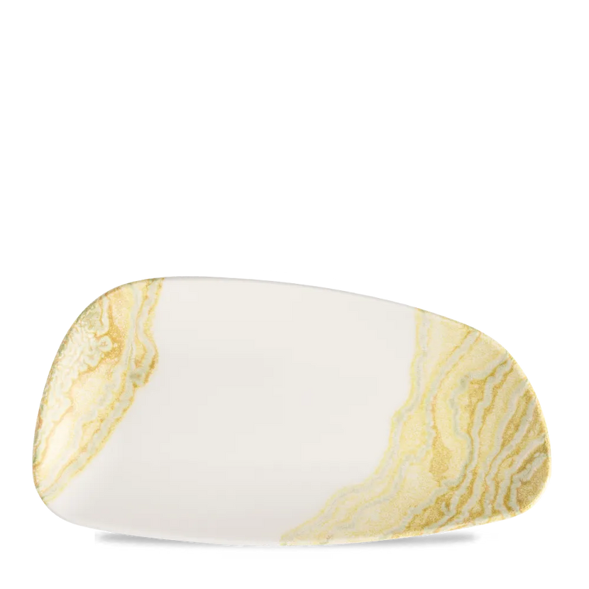 Churchill Tide Gold geo chef's bord 35x18,5 cm – porseleinen bord voor fine dining en restaurants