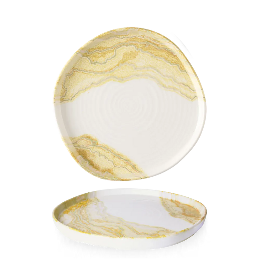 Churchill Tide Gold organisch bord met rand Ø 26 cm – porseleinen bord voor restaurants en fine dining