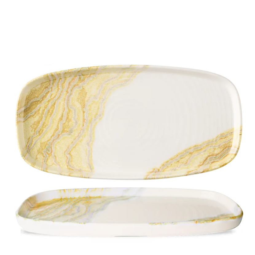 Churchill Tide Gold ovaal chef's bord 29,5x15 cm – porseleinen bord voor restaurants en horeca