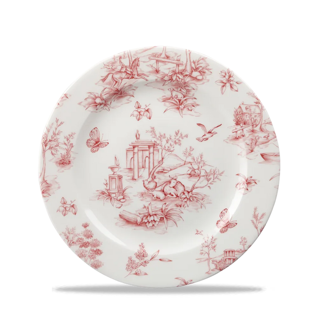 Churchill Toile Cranberry Profile bord Ø 20 cm – porseleinen bijgerecht bord met decoratief patroon voor de horecasector