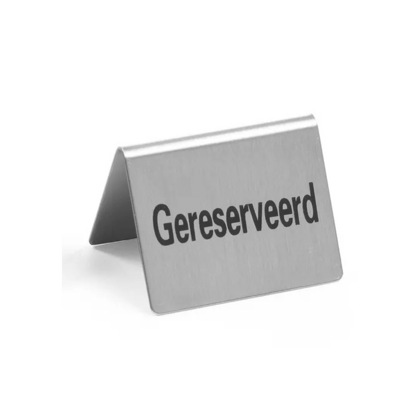 Tafelstandaard Gereserveerd, RVS,  5 x 3,5 x 4 cm, set van 4 – EMGA