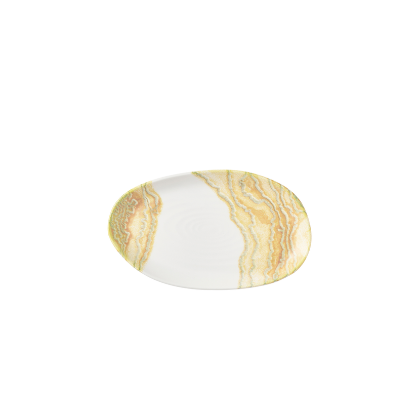 Churchill Tide Gold Natural langwerpig bord 22 x 13 cm – goudkleurig porseleinen bord voor fine dining