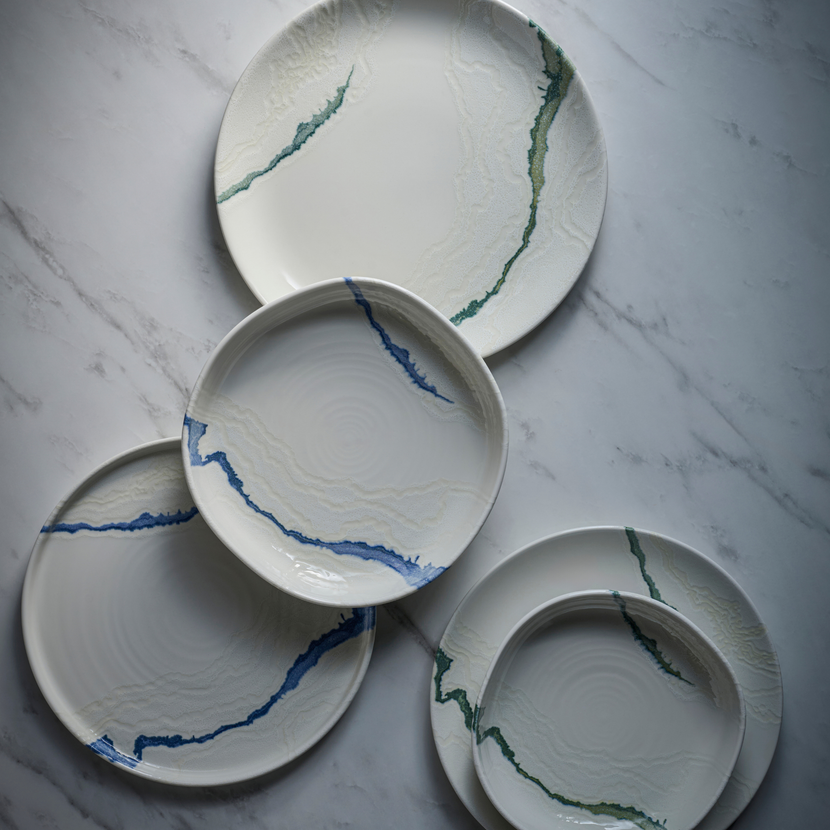 Churchill Tide Accents Green kom met rand 20 cm – porseleinen kom met groene accentrand voor cafes en bars