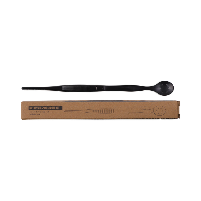 APS serveerpincet gunmetal zijaanzicht - plating tool voor restaurants