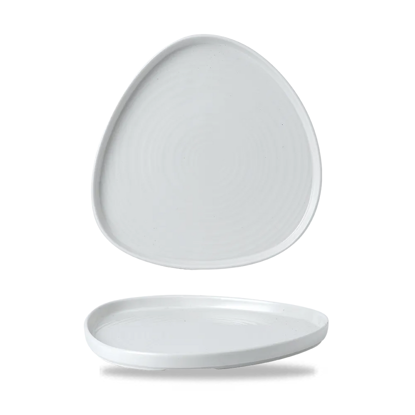 Churchill Triangle ommuurd chefsbord Ø 26 cm – wit porseleinen presentatiebord voor restaurants