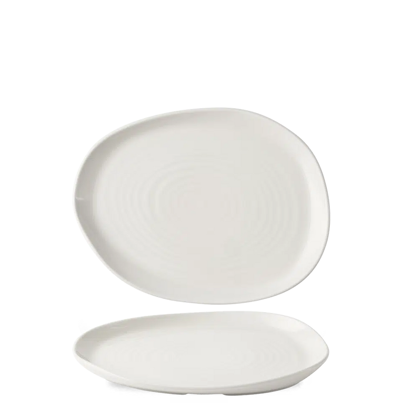 Churchill White Natural ovaal bord 26 x 20 cm – wit porseleinen bord met organische rand voor buffetten