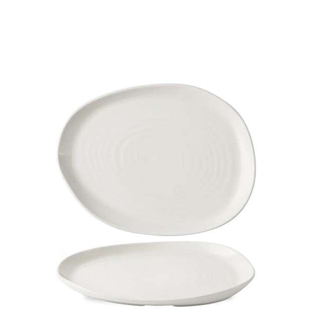 Churchill White Natural ovaal bord 26 x 20 cm – wit porseleinen bord met organische rand voor buffetten